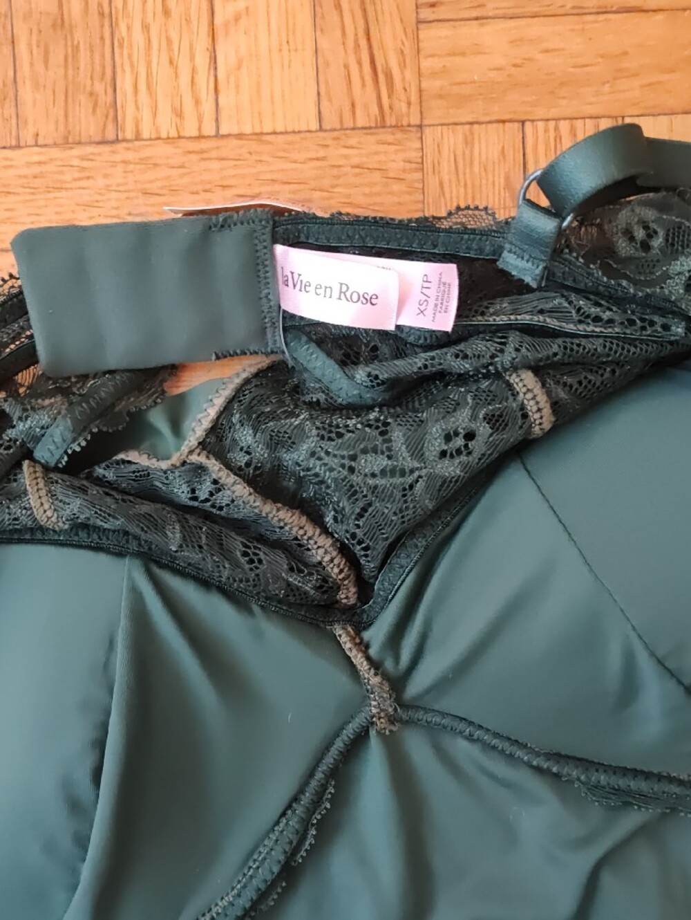 La Vie En Rose Teal Lace Bodice Chemise - Picture 2 of 3